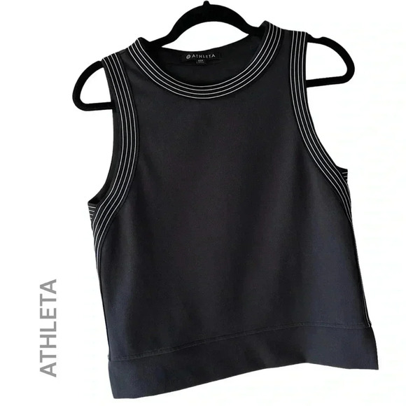 ATHLETA SPORTY TRACKSUIT CROPPED TANK TOP BLACK | LIKE NEW | SIZE: XXS - Picture 1 of 7